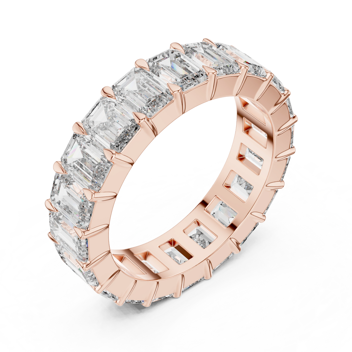 Gold 5Ct Emerald Cut Eternity Band Lab Grown Diamond Calpe Ring