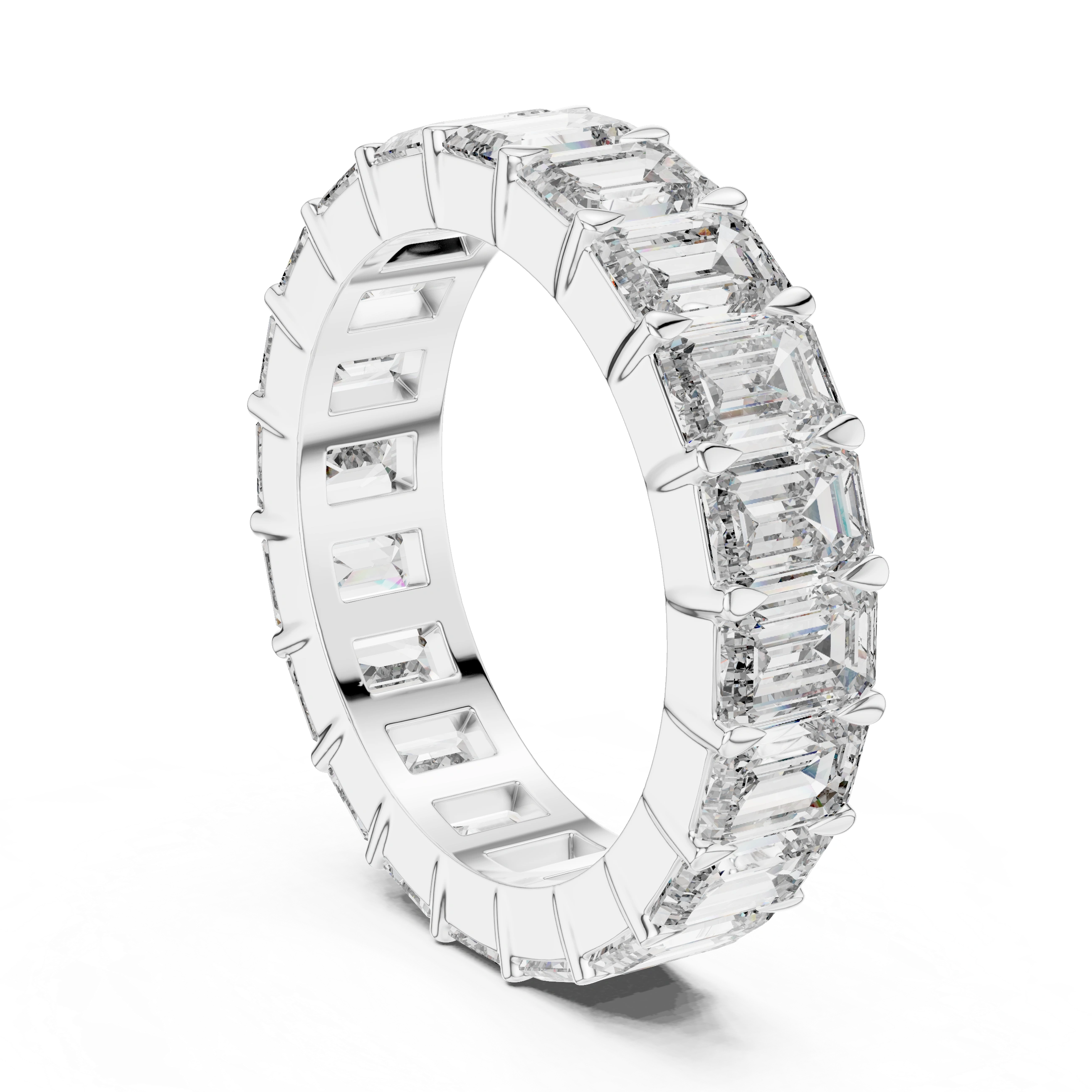 Gold 5Ct Emerald Cut Eternity Band Lab Grown Diamond Calpe Ring