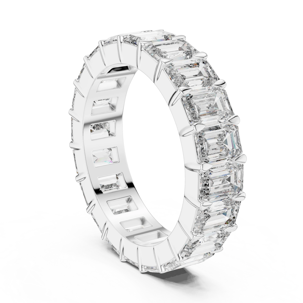 Gold 5Ct Emerald Cut Eternity Band Lab Grown Diamond Calpe Ring