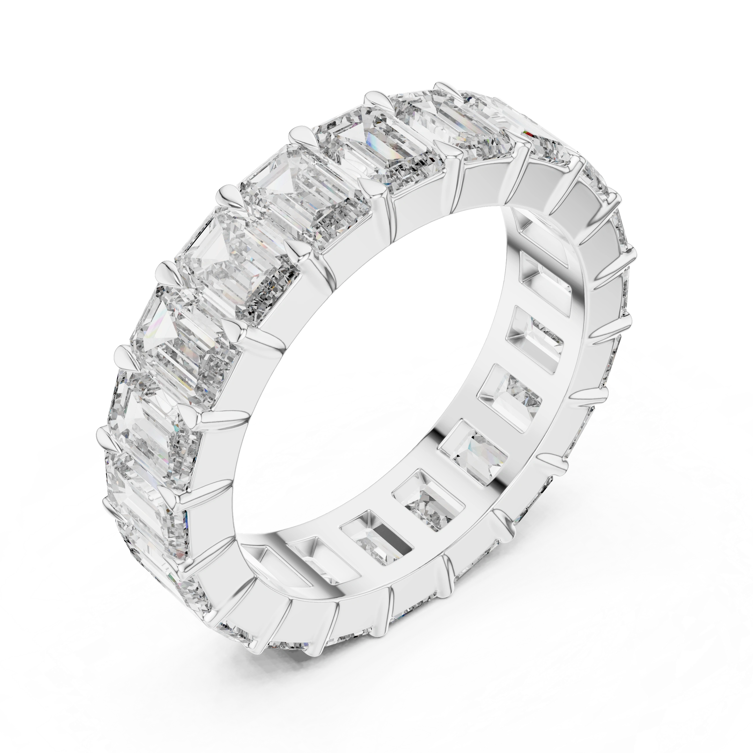 Gold 5Ct Emerald Cut Eternity Band Lab Grown Diamond Calpe Ring