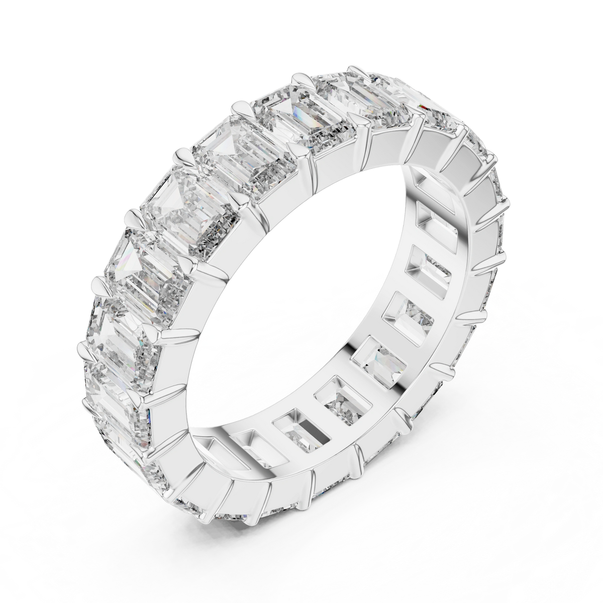 Gold 5Ct Emerald Cut Eternity Band Lab Grown Diamond Calpe Ring