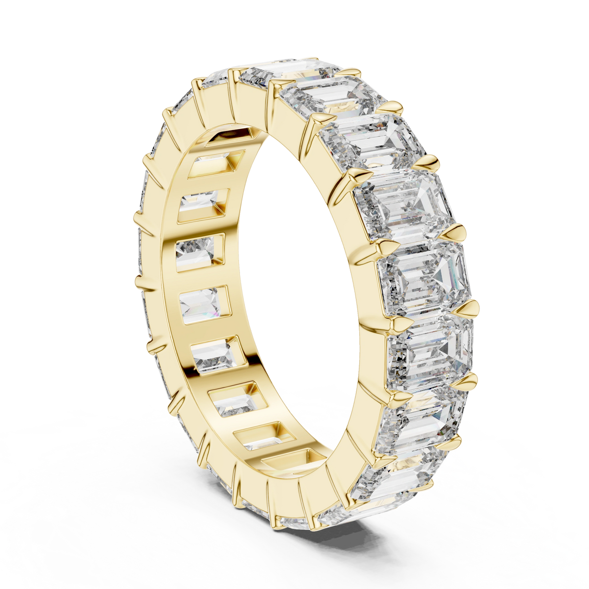 Gold 5Ct Emerald Cut Eternity Band Lab Grown Diamond Calpe Ring