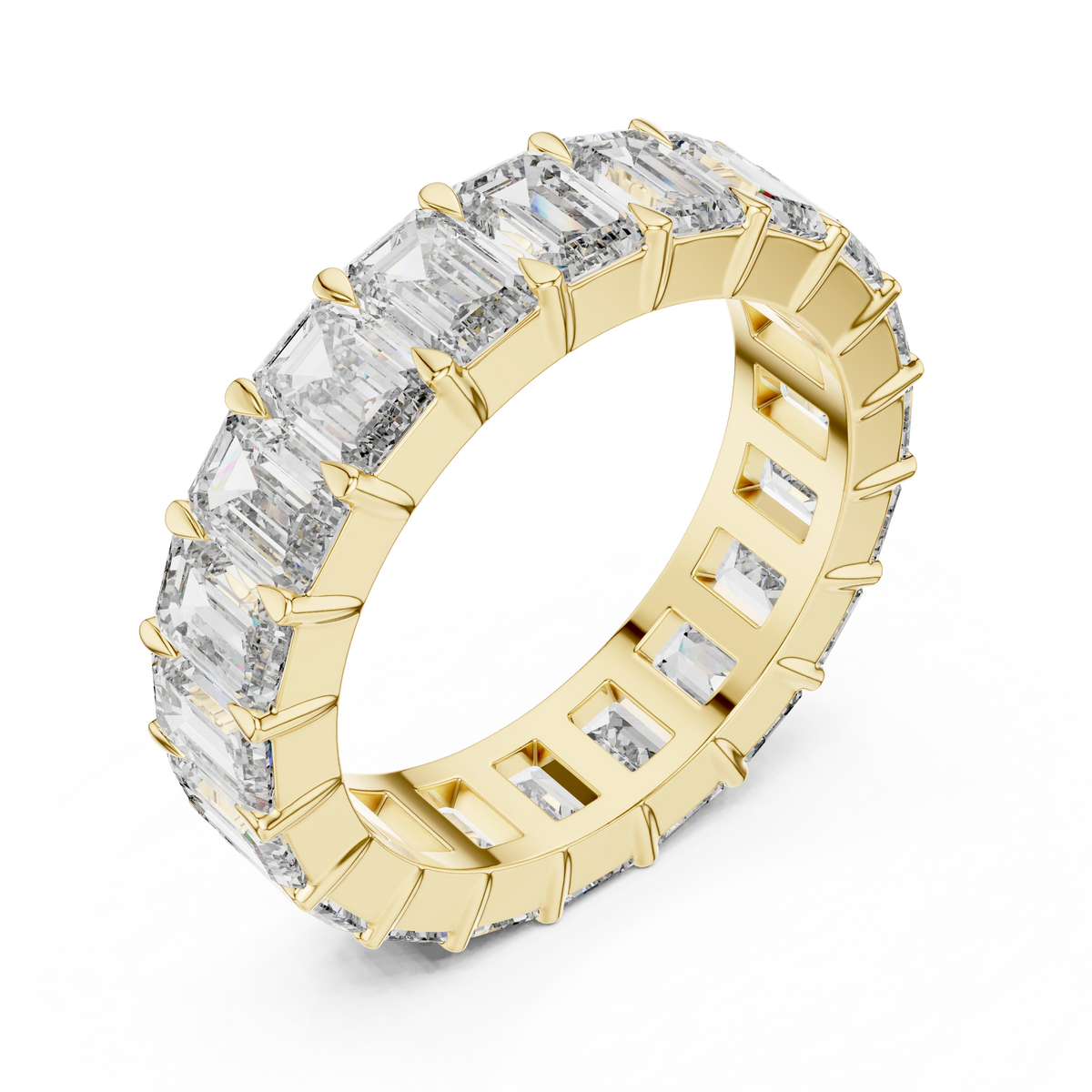 Gold 5Ct Emerald Cut Eternity Band Lab Grown Diamond Calpe Ring