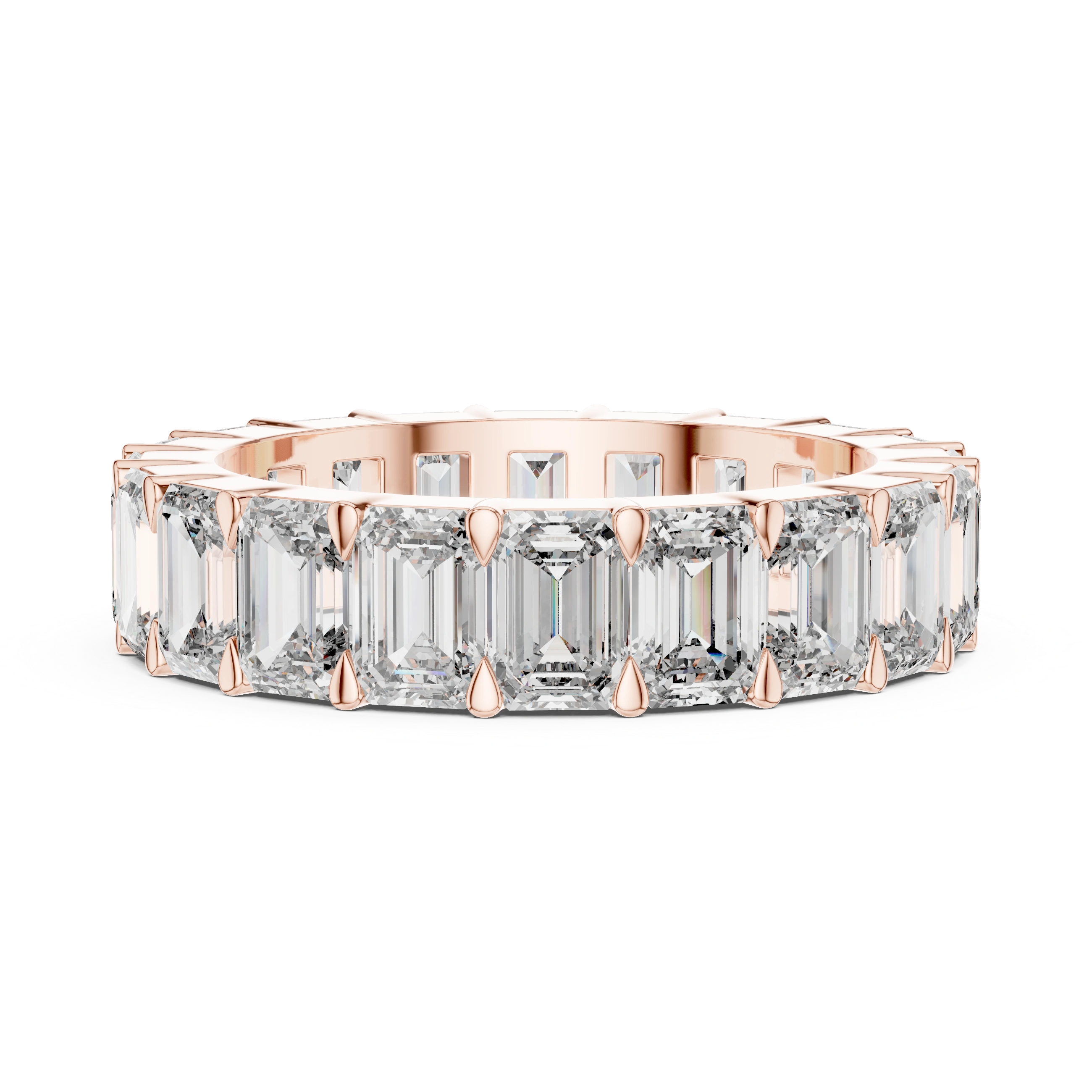 Gold 5Ct Emerald Cut Eternity Band Lab Grown Diamond Calpe Ring