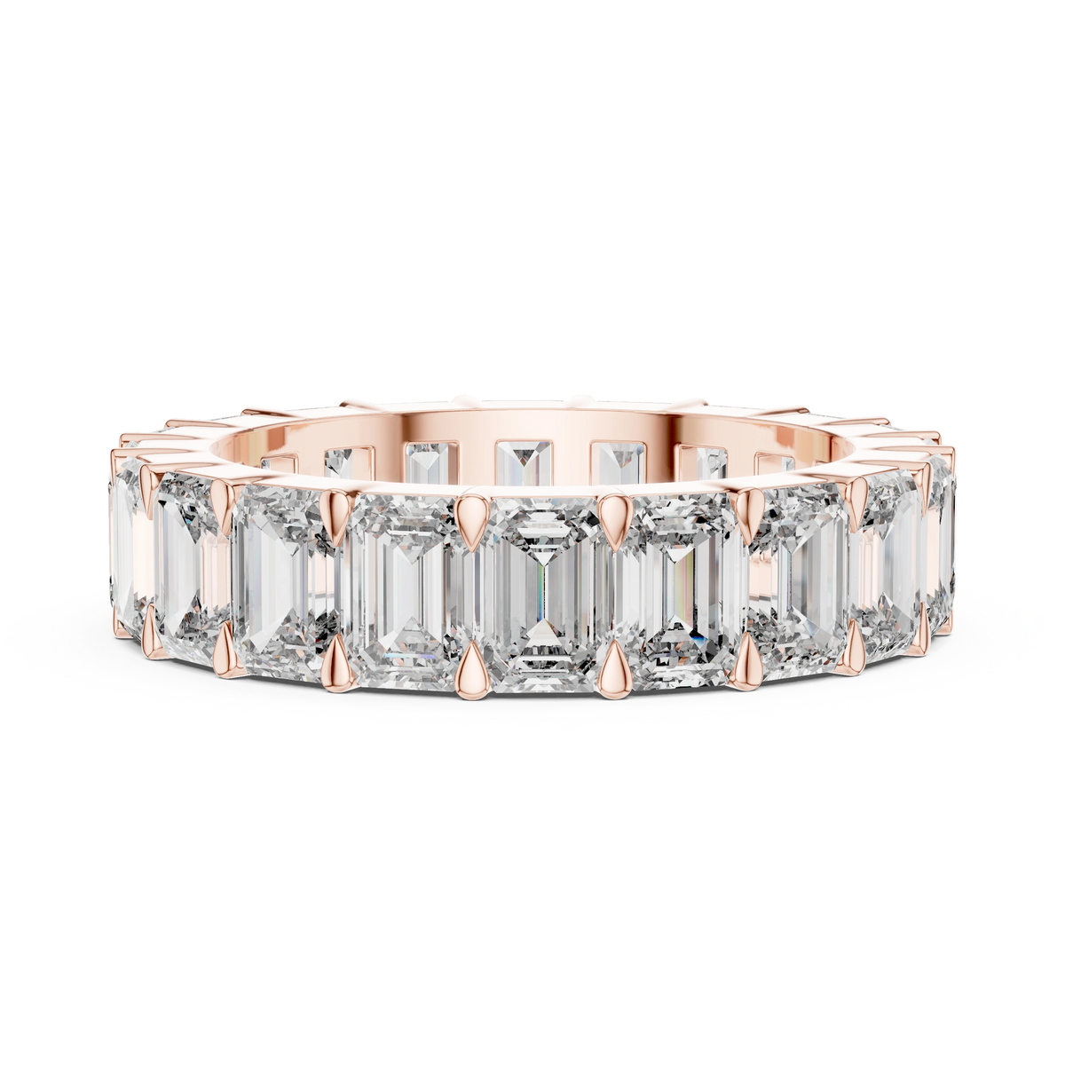 Gold 5Ct Emerald Cut Eternity Band Lab Grown Diamond Calpe Ring