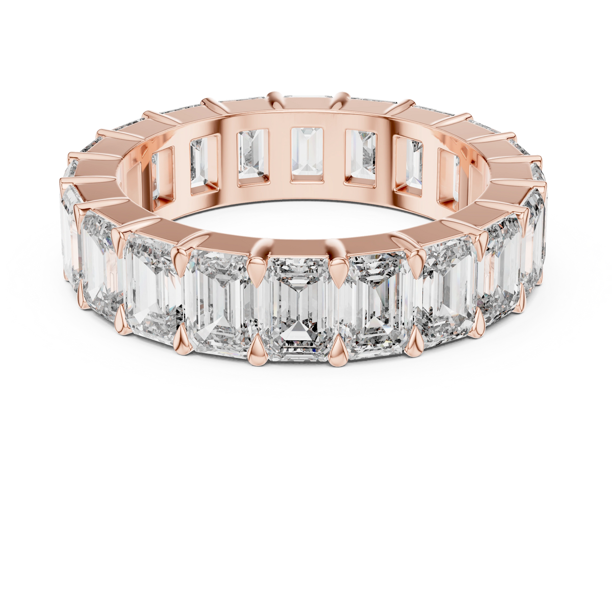 Gold 5Ct Emerald Cut Eternity Band Lab Grown Diamond Calpe Ring