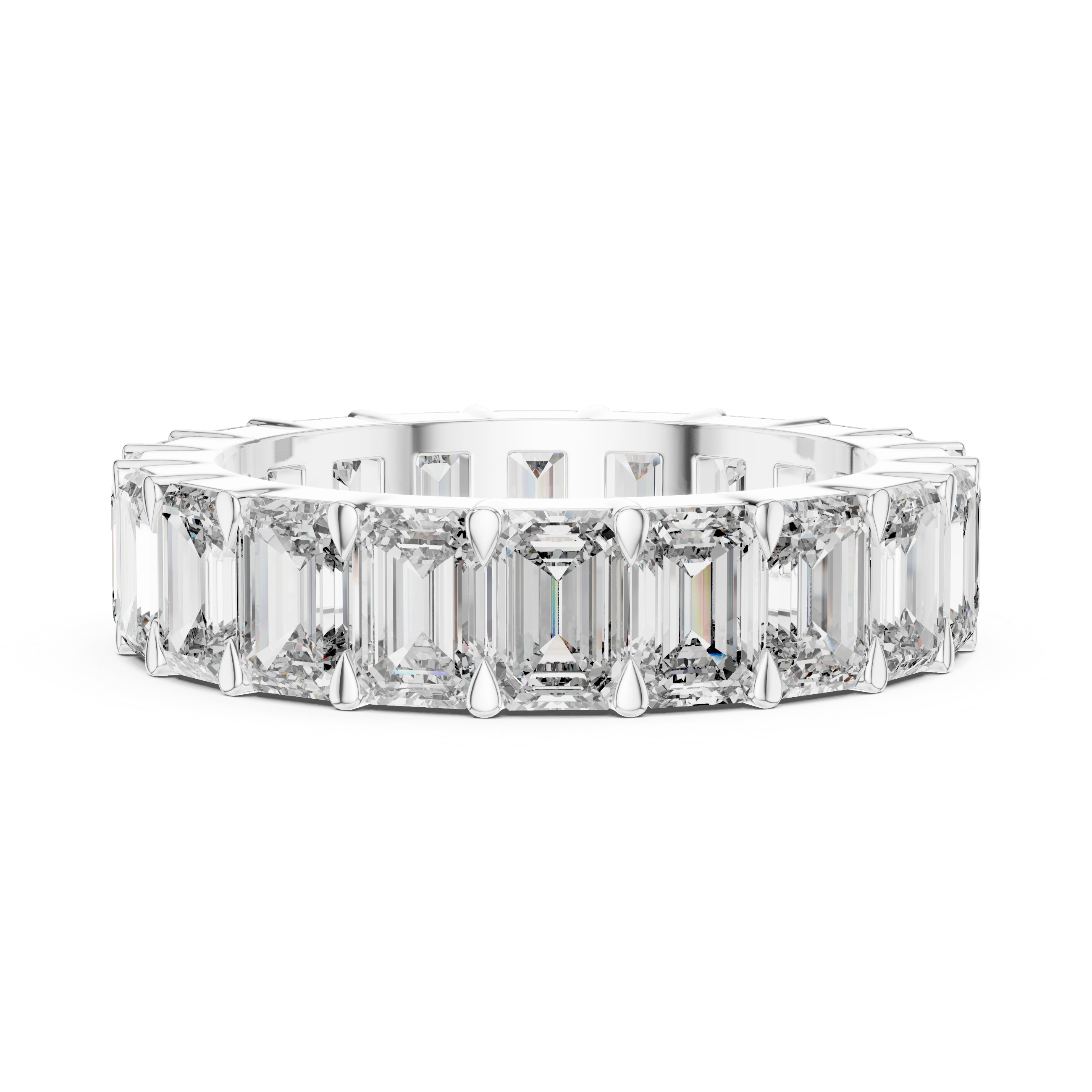 Gold 5Ct Emerald Cut Eternity Band Lab Grown Diamond Calpe Ring