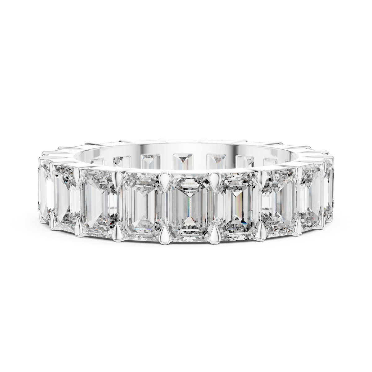 Gold 5Ct Emerald Cut Eternity Band Lab Grown Diamond Calpe Ring