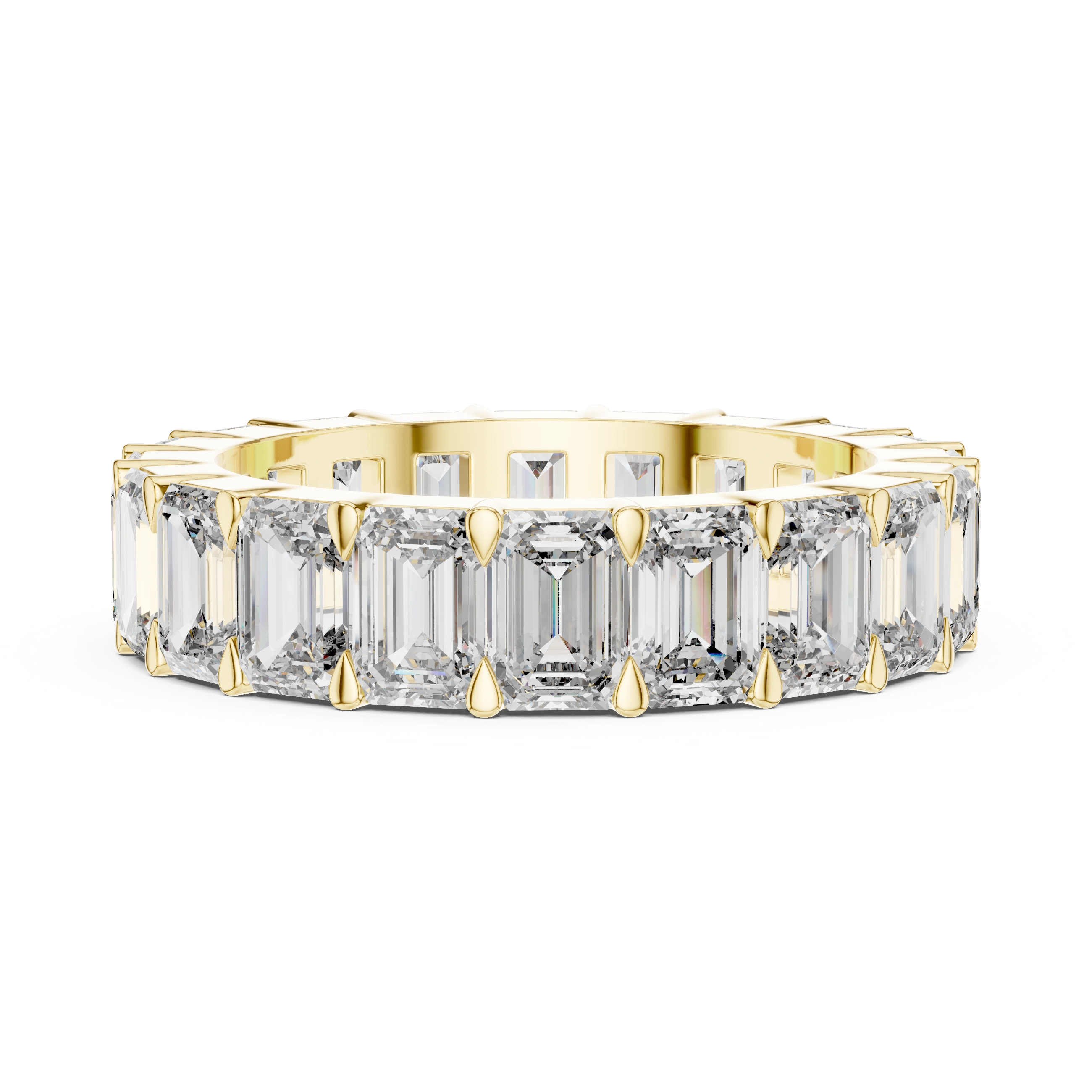Gold 5Ct Emerald Cut Eternity Band Lab Grown Diamond Calpe Ring