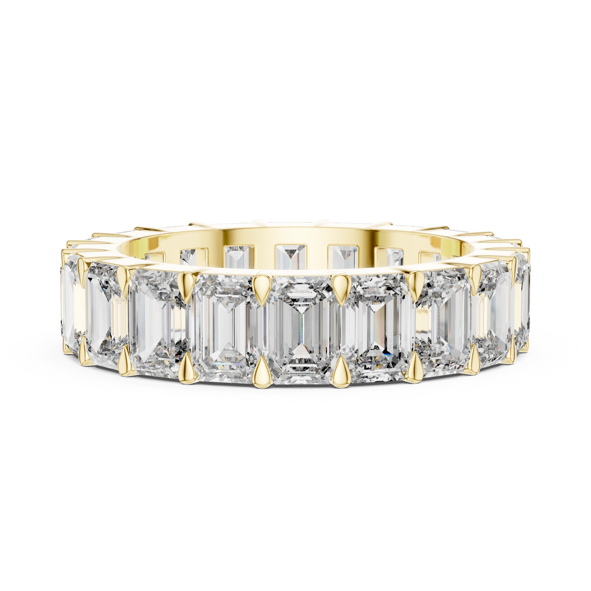 Gold 5Ct Emerald Cut Eternity Band Lab Grown Diamond Calpe Ring