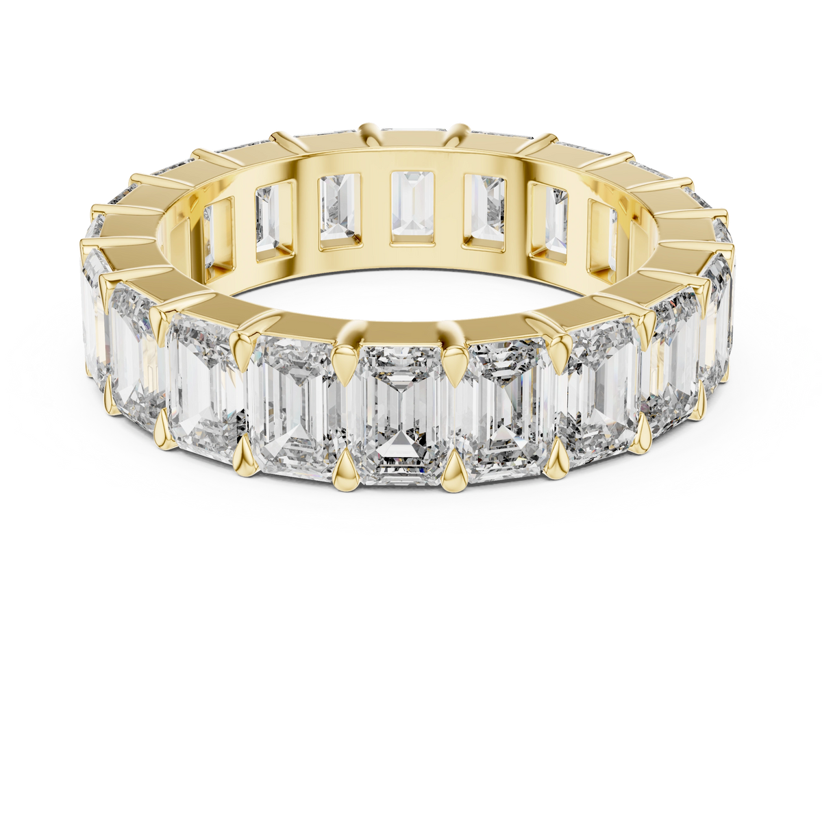 Gold 5Ct Emerald Cut Eternity Band Lab Grown Diamond Calpe Ring