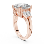 Gold 3Ct Princess Three Stone Lab Grown Diamond Troil Ring
