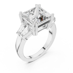 Gold 3Ct Princess Three Stone Lab Grown Diamond Troil Ring