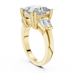 Gold 3Ct Princess Three Stone Lab Grown Diamond Troil Ring
