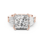 Gold 3Ct Princess Three Stone Lab Grown Diamond Troil Ring