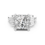 Gold 3Ct Princess Three Stone Lab Grown Diamond Troil Ring