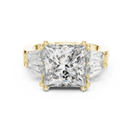 Gold 3Ct Princess Three Stone Lab Grown Diamond Troil Ring
