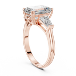 Gold 2Ct Emerald Three Stone Binor Ring Lab Grown Diamond