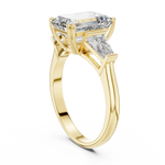 Gold 2Ct Emerald Three Stone Binor Ring Lab Grown Diamond