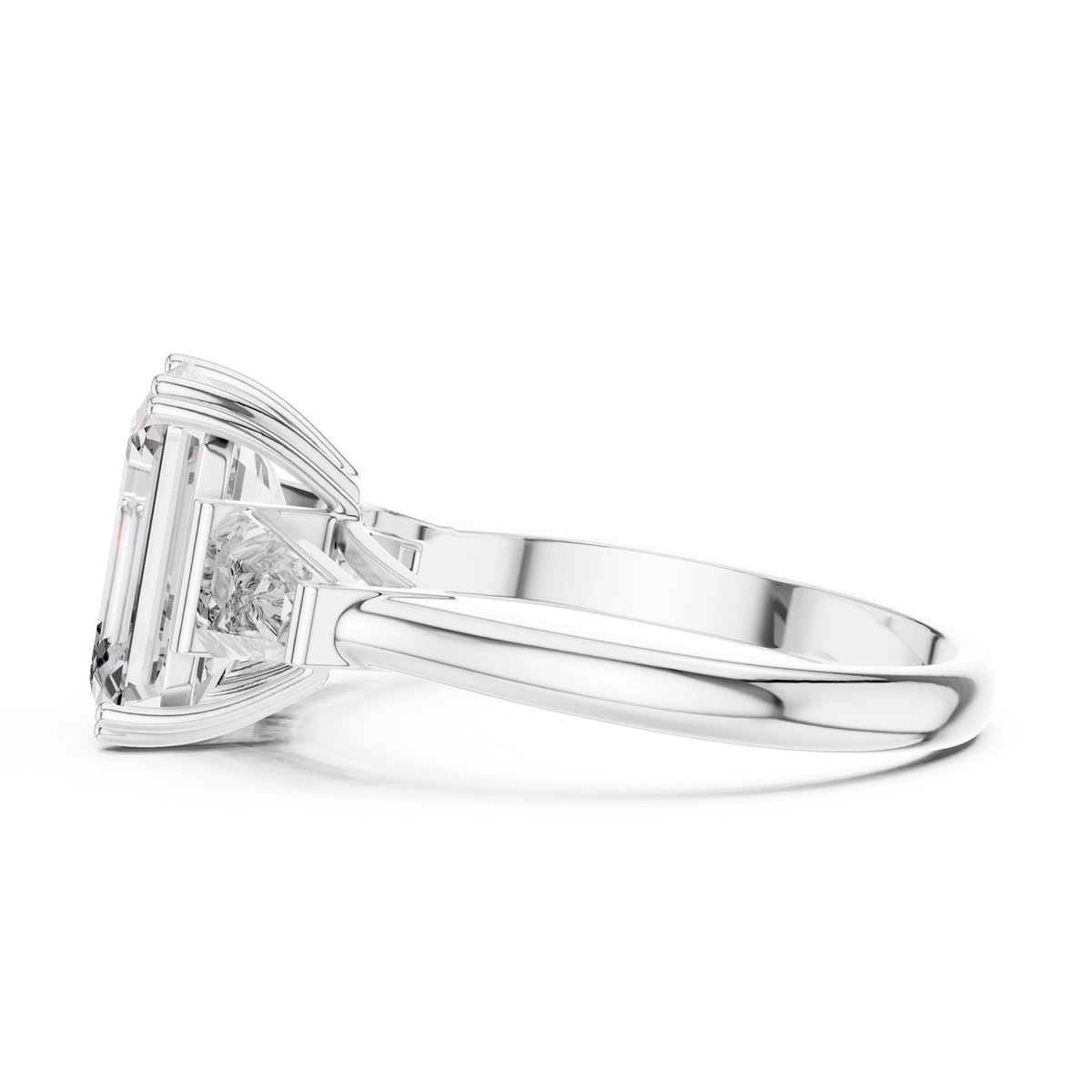 Gold 2Ct Emerald Three Stone Binor Ring Lab Grown Diamond