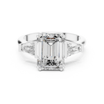 Gold 2Ct Emerald Three Stone Binor Ring Lab Grown Diamond