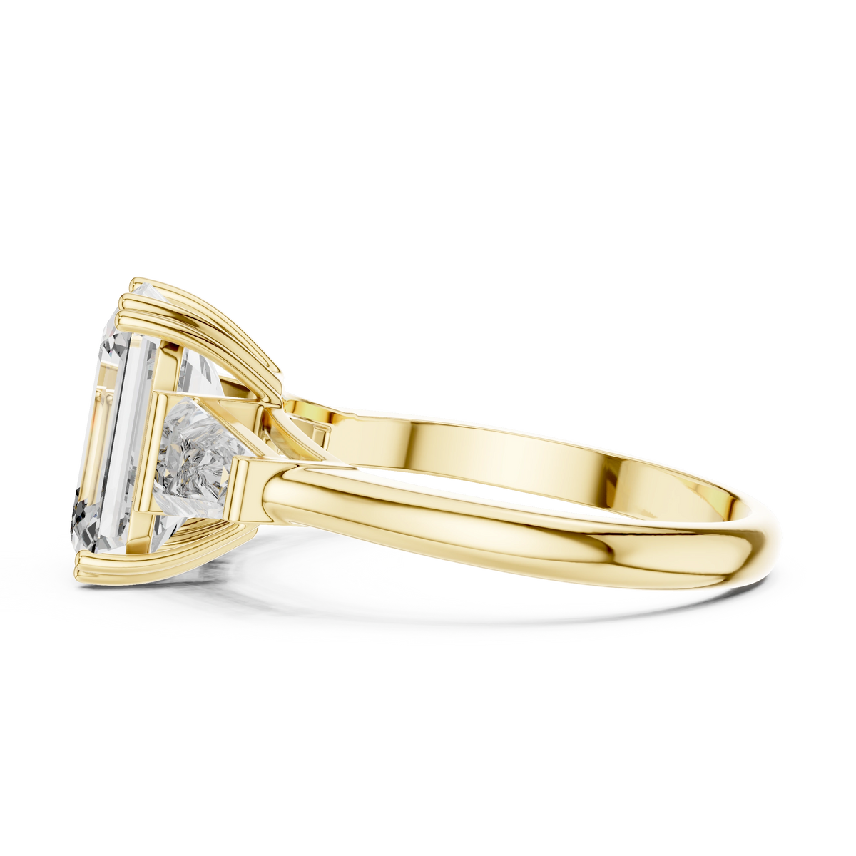 Gold 2Ct Emerald Three Stone Binor Ring Lab Grown Diamond