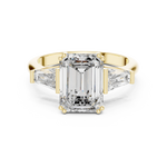 Gold 2Ct Emerald Three Stone Binor Ring Lab Grown Diamond