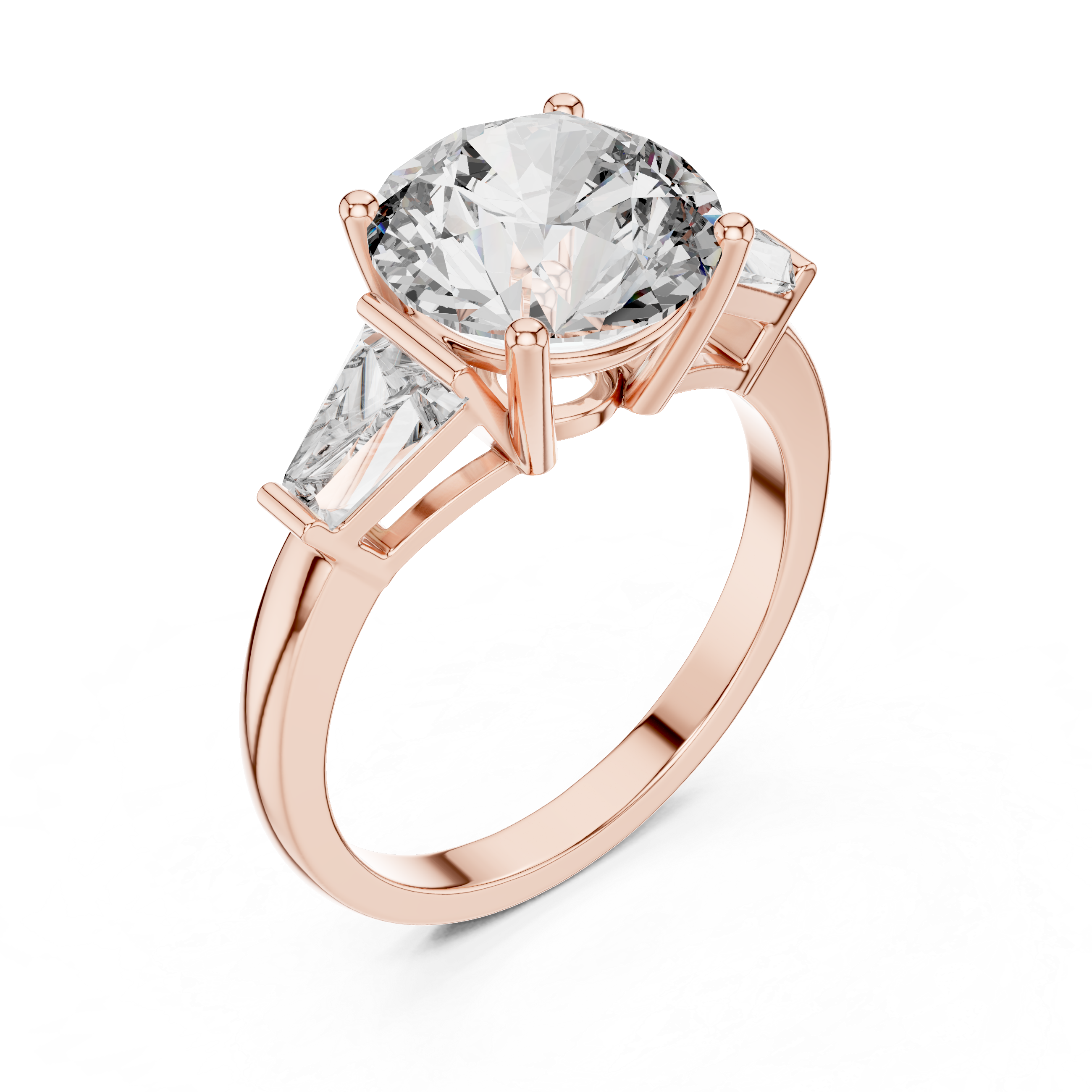Gold 3Ct Round Three Stone Lab Grown Diamond Vespe Ring