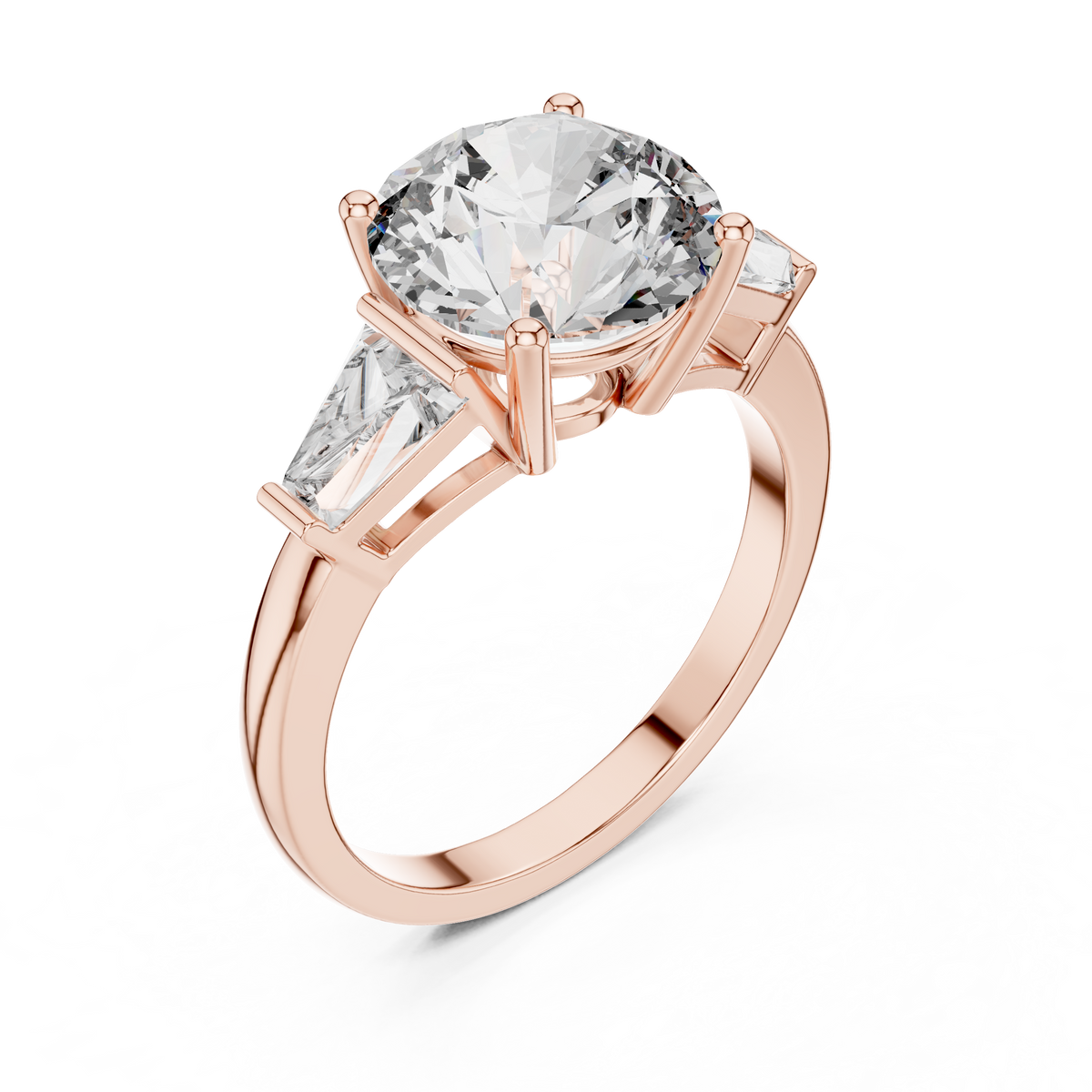 Gold 3Ct Round Three Stone Lab Grown Diamond Vespe Ring