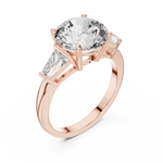 Gold 3Ct Round Three Stone Lab Grown Diamond Vespe Ring