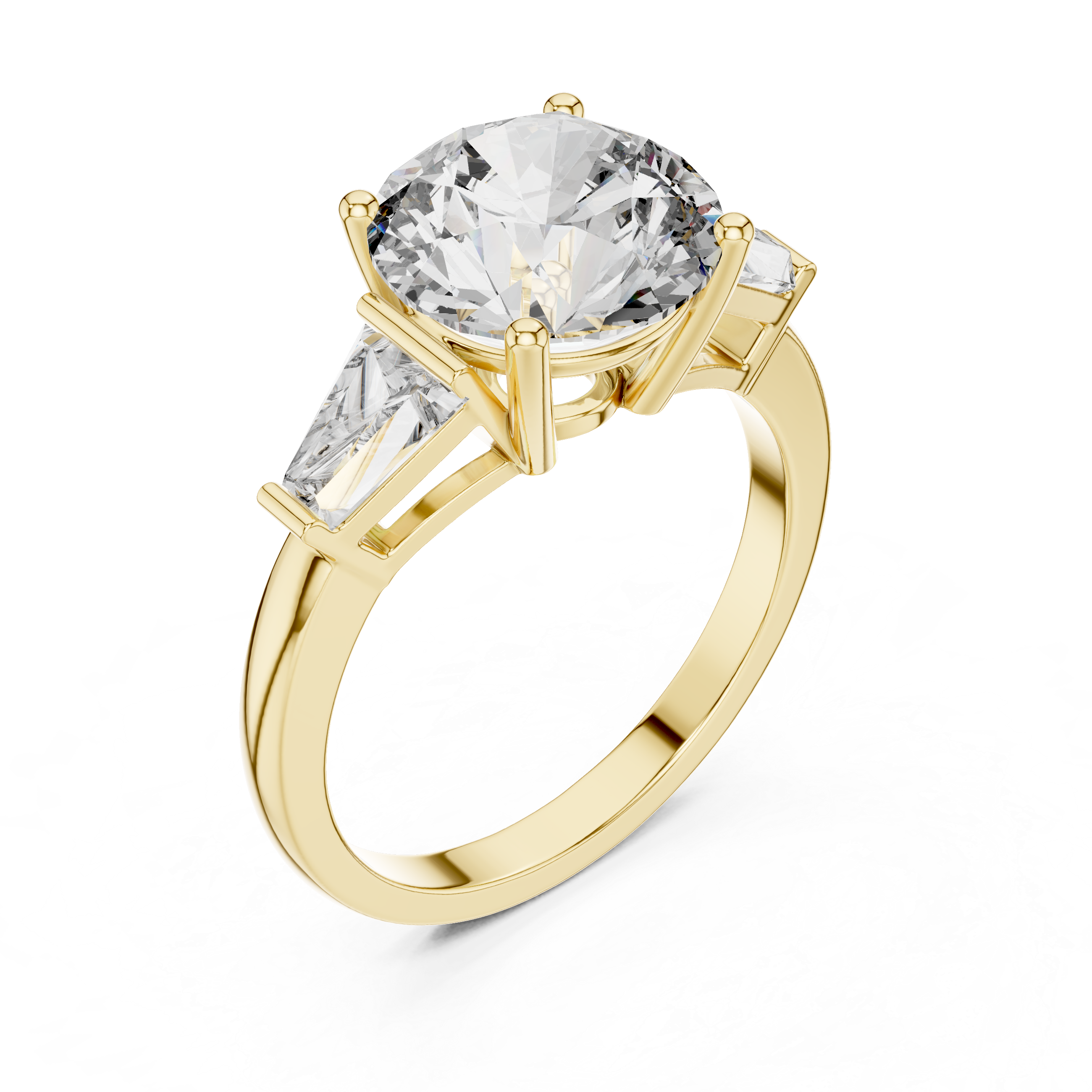 Gold 3Ct Round Three Stone Lab Grown Diamond Vespe Ring