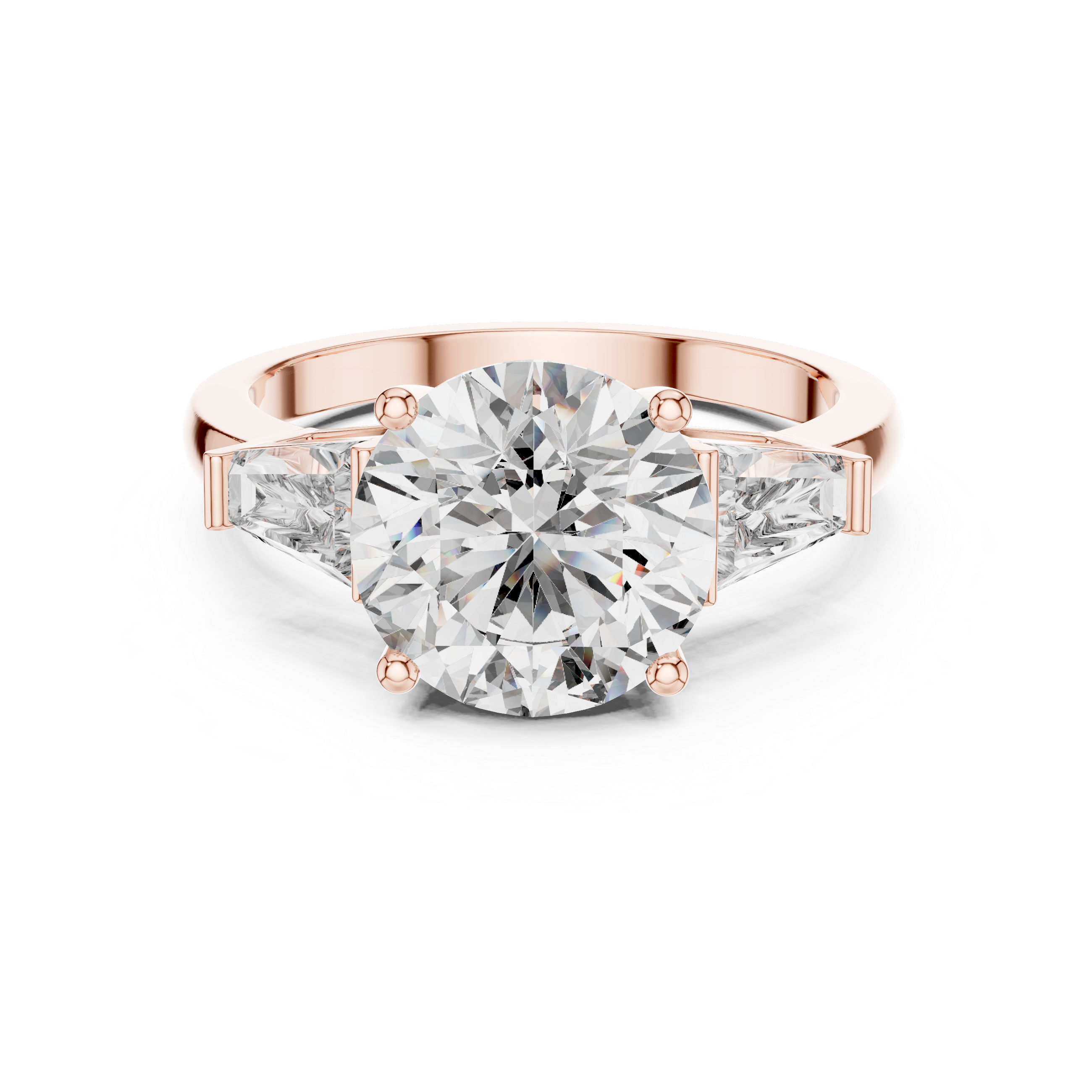 Gold 3Ct Round Three Stone Lab Grown Diamond Vespe Ring