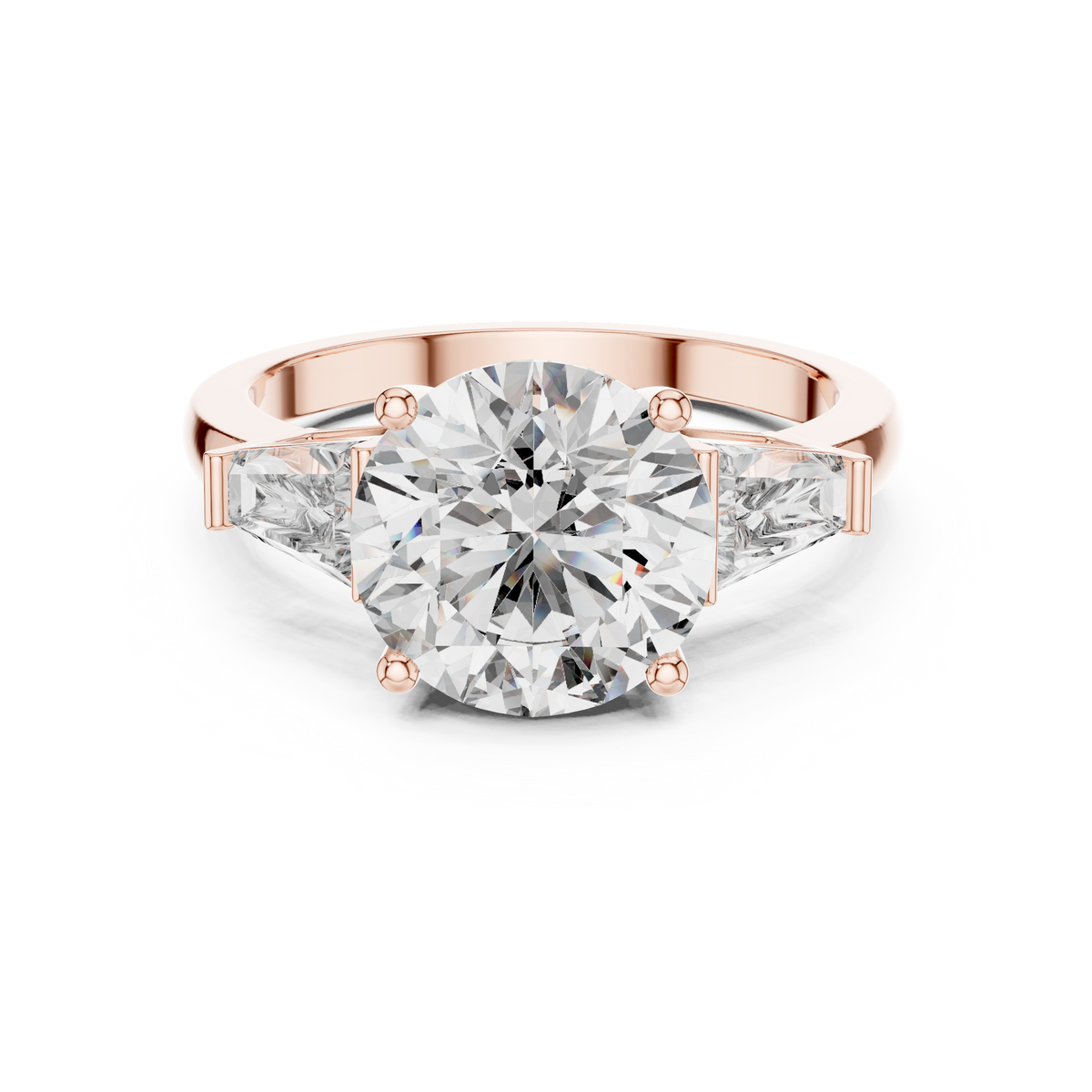 Gold 3Ct Round Three Stone Lab Grown Diamond Vespe Ring