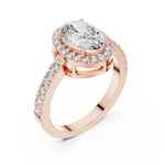 Gold 1Ct Oval Halo Pave Lab Grown Diamond Obel Ring