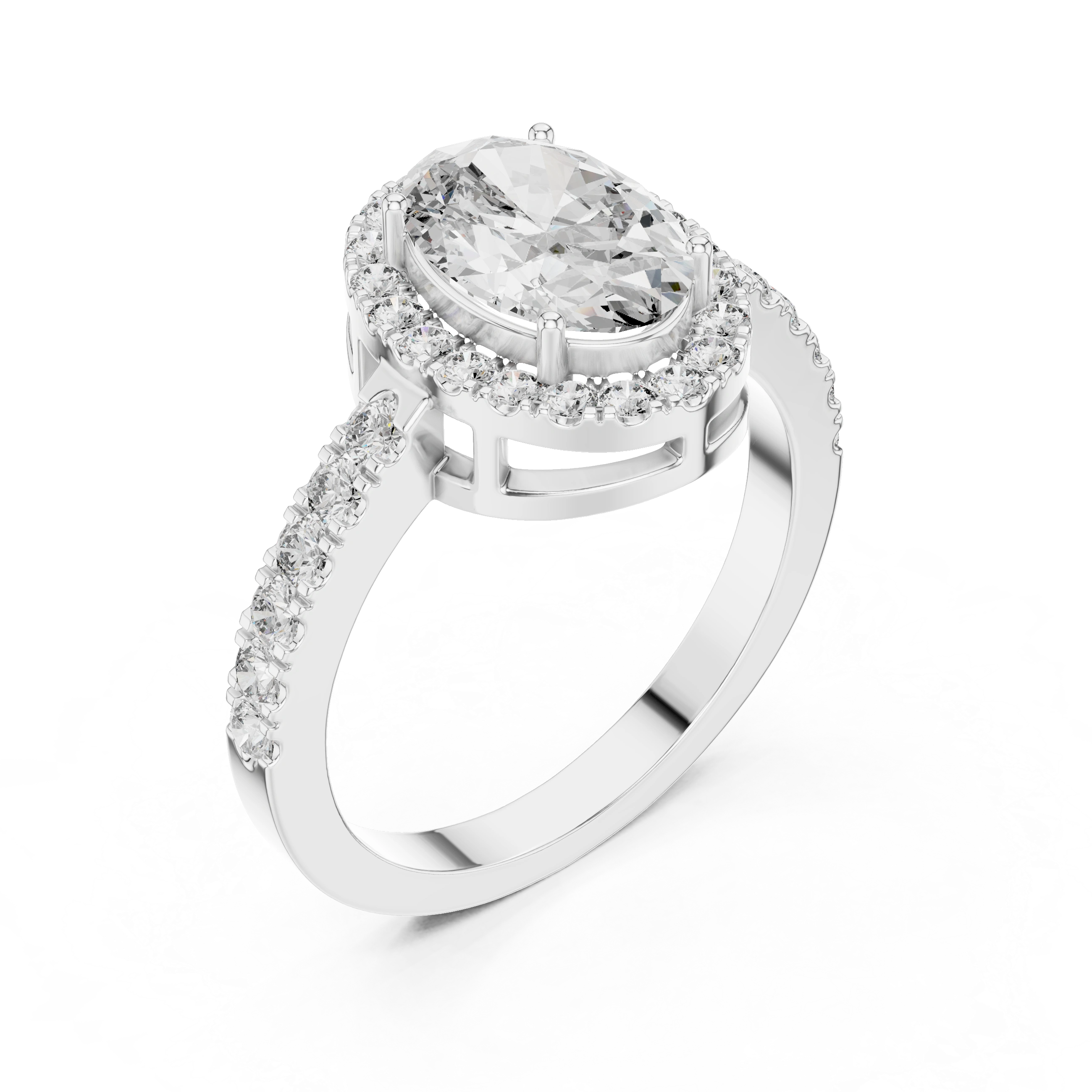 Gold 1Ct Oval Halo Pave Lab Grown Diamond Obel Ring