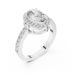 Gold 1Ct Oval Halo Pave Lab Grown Diamond Obel Ring