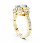 Gold 1Ct Oval Halo Pave Lab Grown Diamond Obel Ring