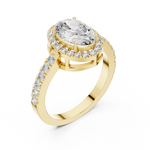 Gold 1Ct Oval Halo Pave Lab Grown Diamond Obel Ring