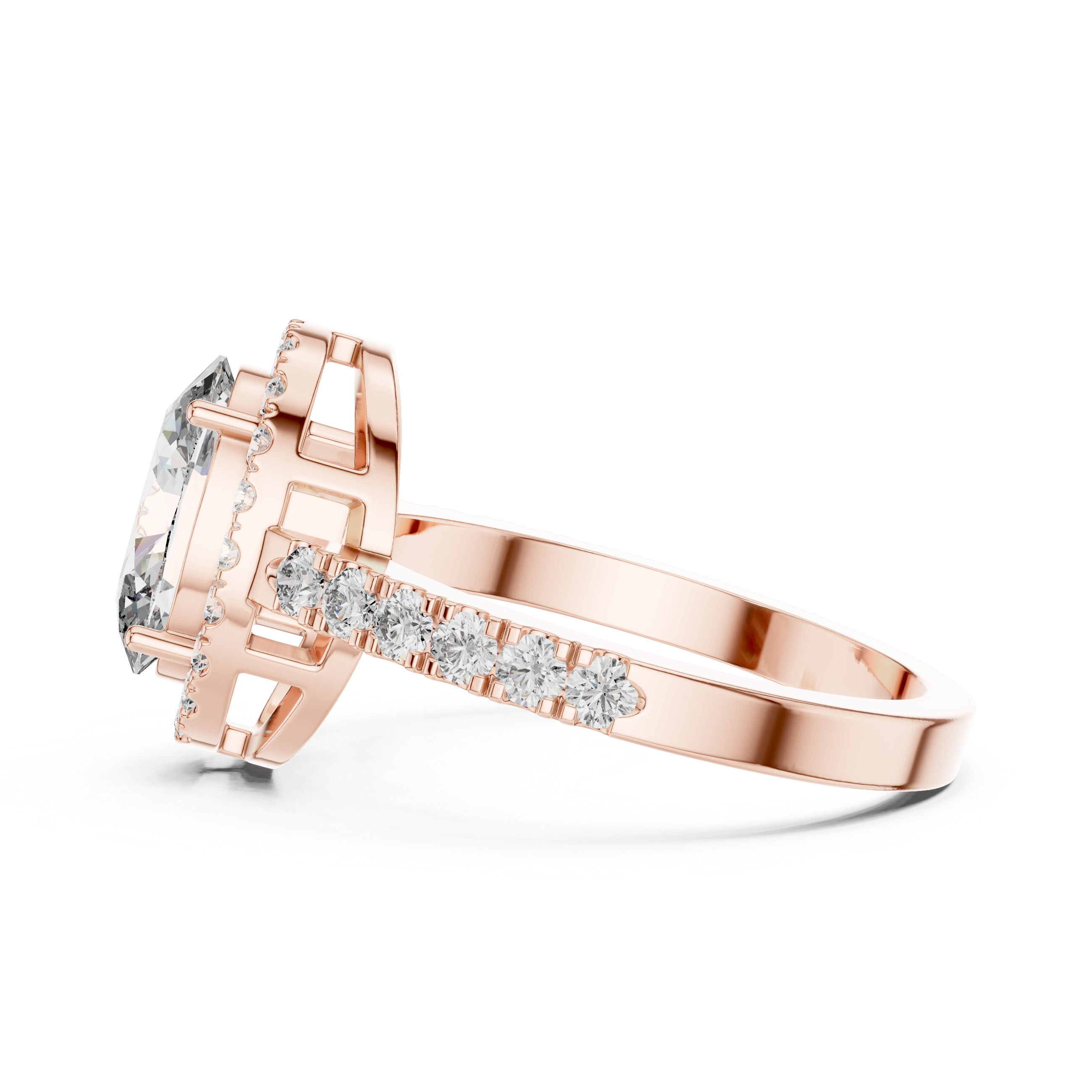 Gold 1Ct Oval Halo Pave Lab Grown Diamond Obel Ring