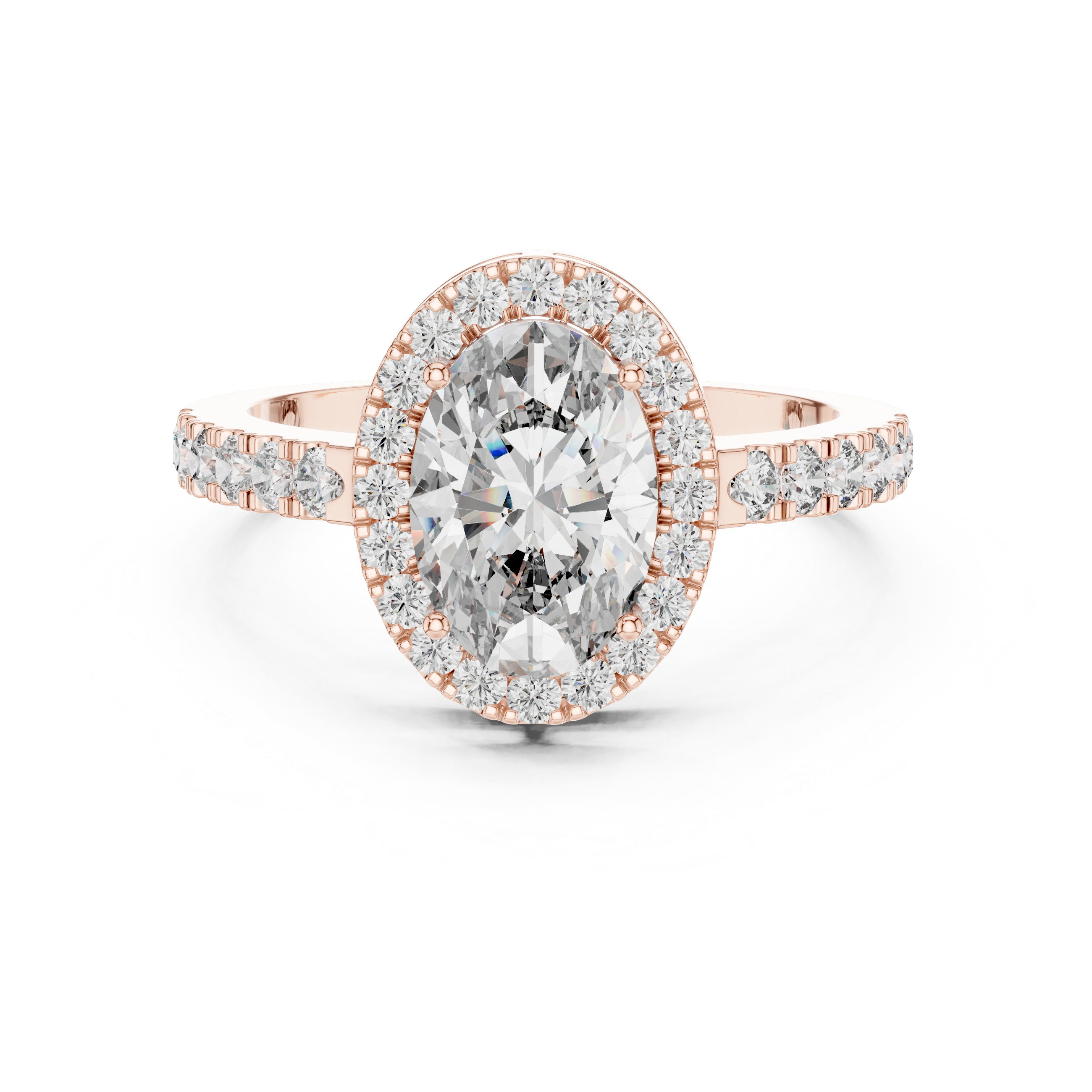 Gold 1Ct Oval Halo Pave Lab Grown Diamond Obel Ring