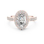 Gold 1Ct Oval Halo Pave Lab Grown Diamond Obel Ring