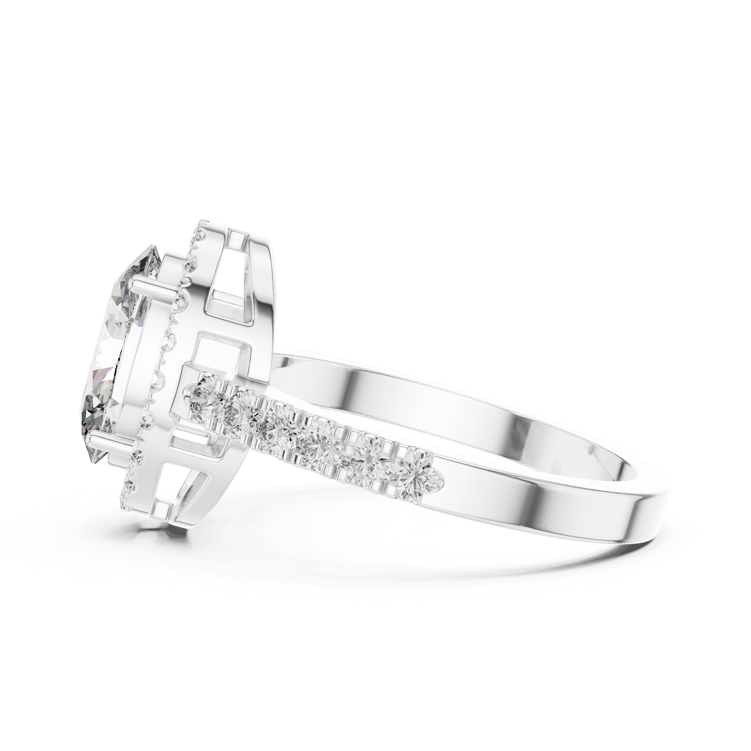 Gold 1Ct Oval Halo Pave Lab Grown Diamond Obel Ring