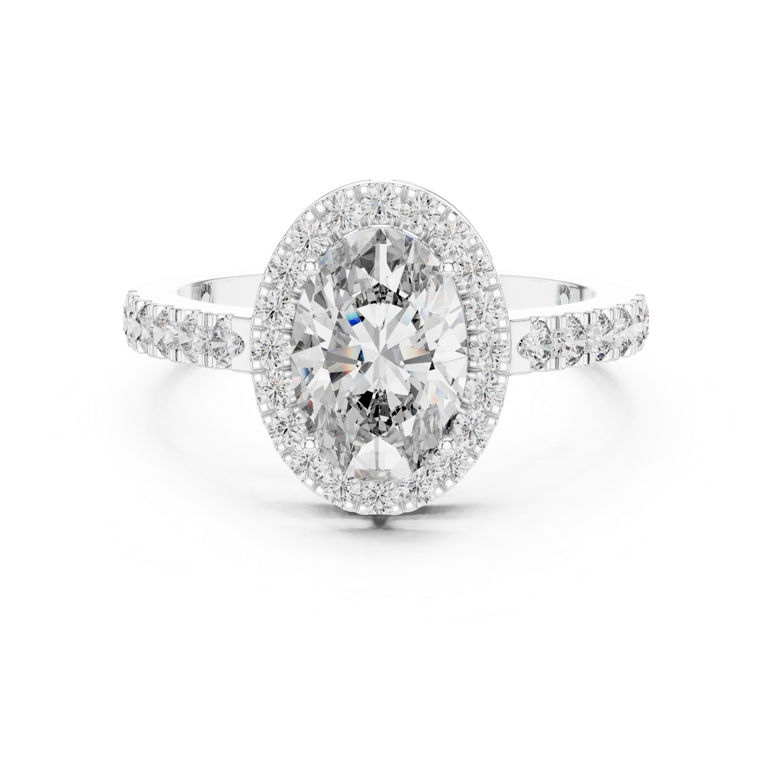 Gold 1Ct Oval Halo Pave Lab Grown Diamond Obel Ring