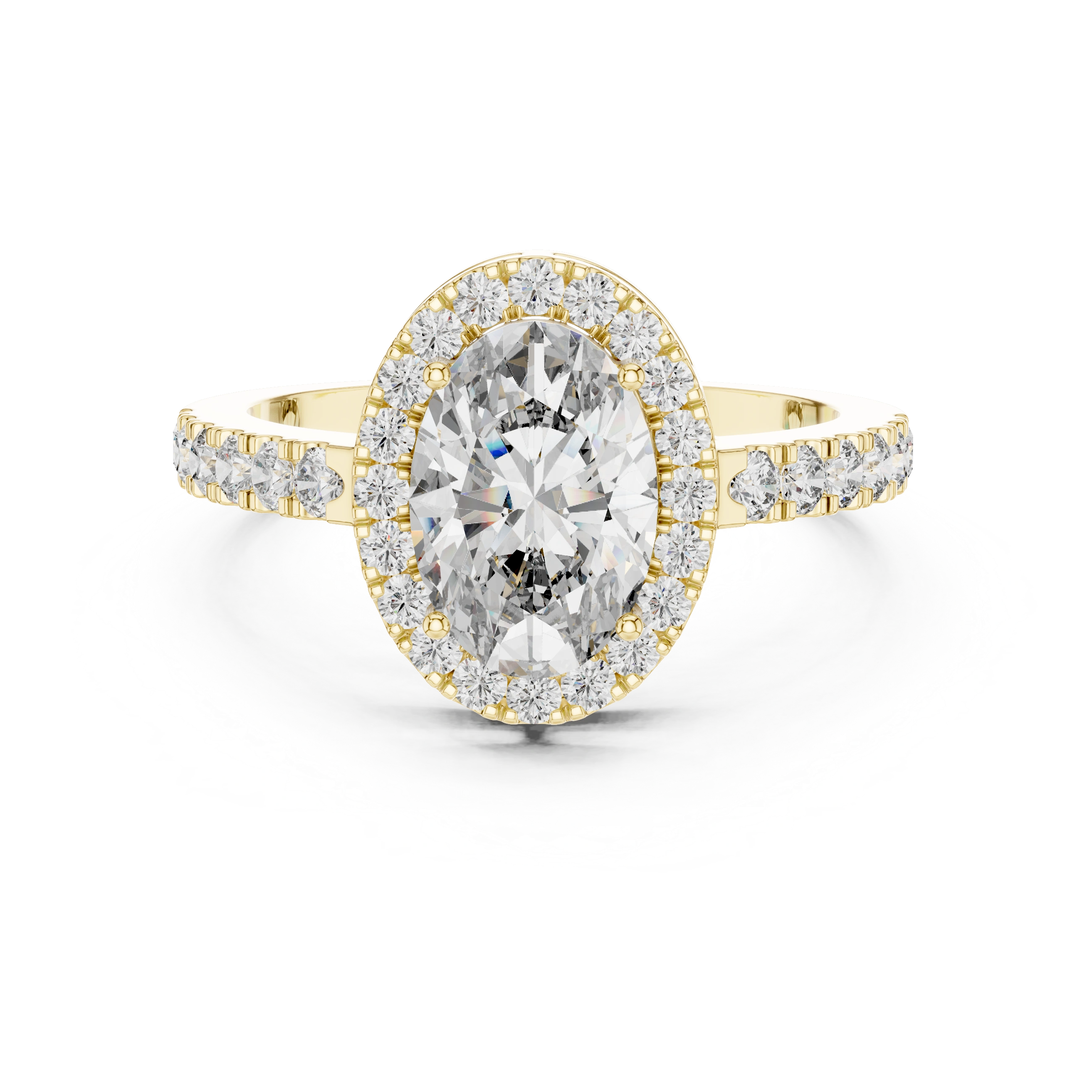 Gold 1Ct Oval Halo Pave Lab Grown Diamond Obel Ring