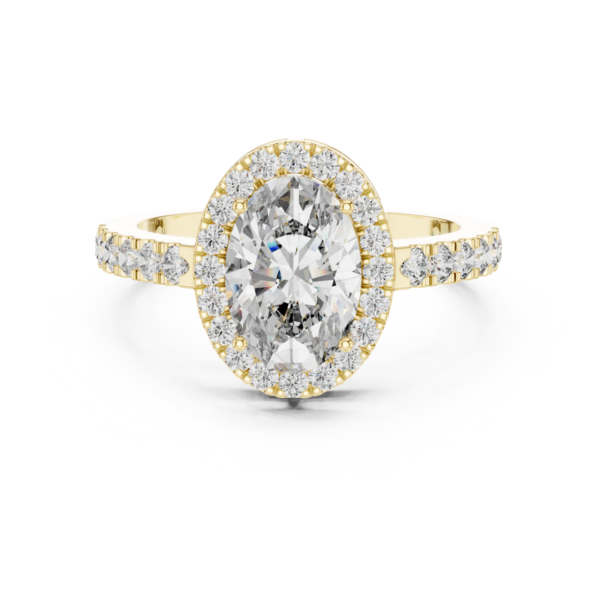 Gold 1Ct Oval Halo Pave Lab Grown Diamond Obel Ring