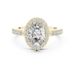 Gold 1Ct Oval Halo Pave Lab Grown Diamond Obel Ring
