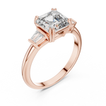 Gold 1Ct Emerald Cut Three Stone Lab Grown Diamond Bronti Ring