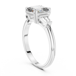 Gold 1Ct Emerald Cut Three Stone Lab Grown Diamond Bronti Ring