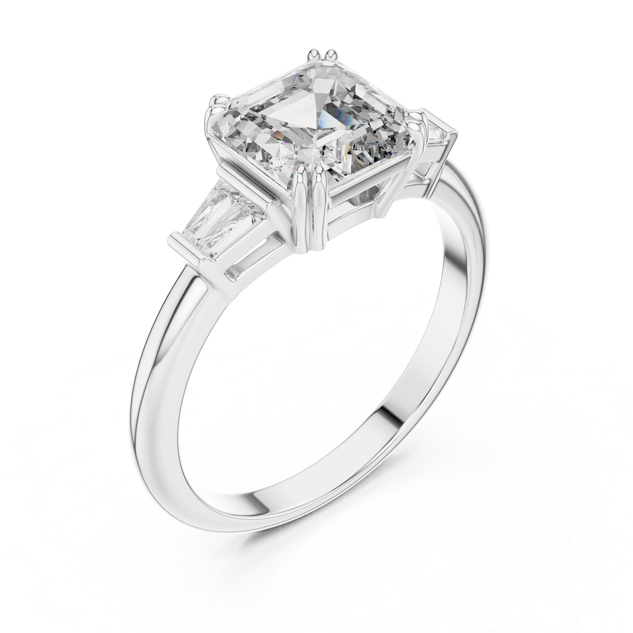Gold 1Ct Emerald Cut Three Stone Lab Grown Diamond Bronti Ring