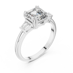 Gold 1Ct Emerald Cut Three Stone Lab Grown Diamond Bronti Ring